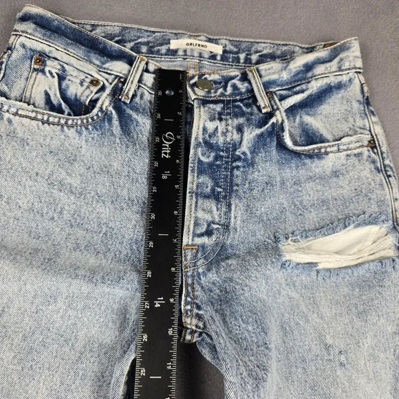 Grlfrnd Helena Jeans Womens 25 Blue Acid Wash High Rise Straight Distressed - Picture 5 of 13